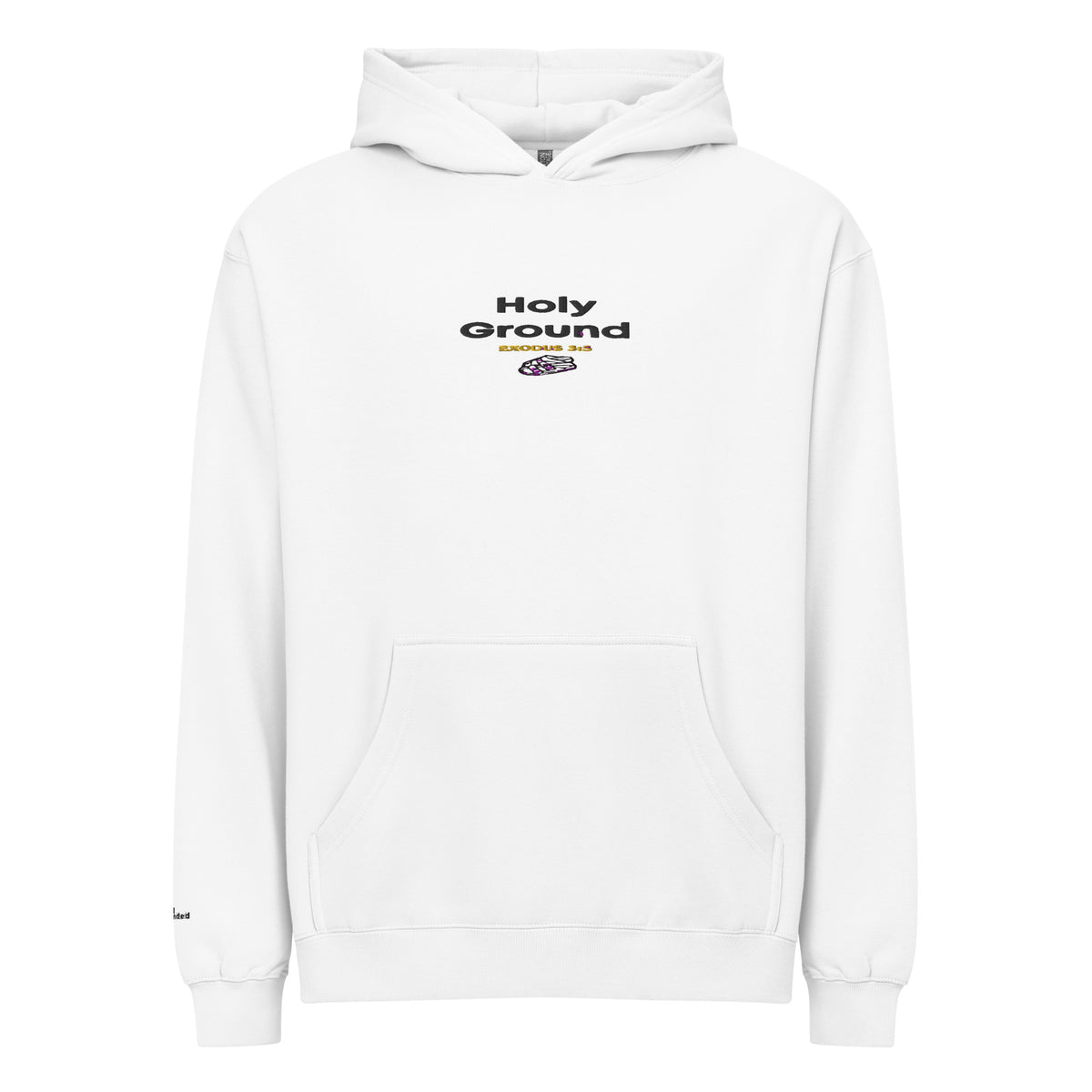 Holy Ground hoodie in white, front