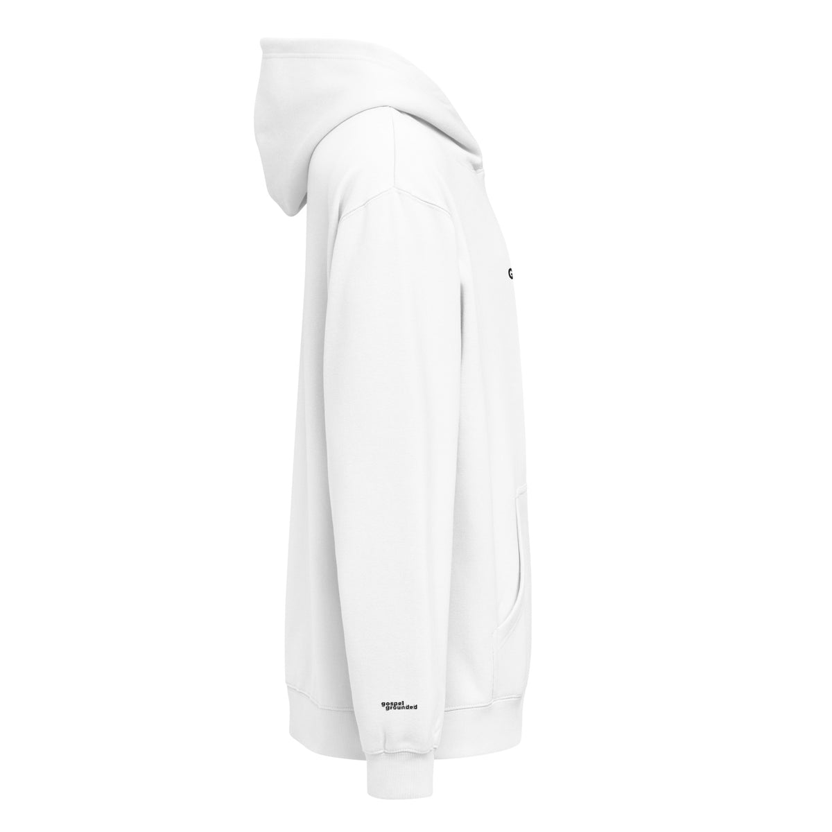 Holy Ground hoodie in white, right side